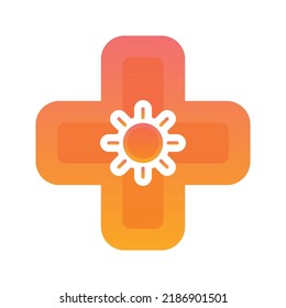 elemento icono de plantilla de diseño de degradado de logotipo médico de sol