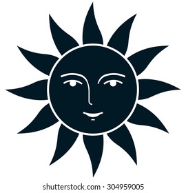 Sun medieval style vintage vector illustration isolated