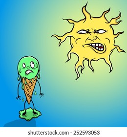 The sun melts ice cream