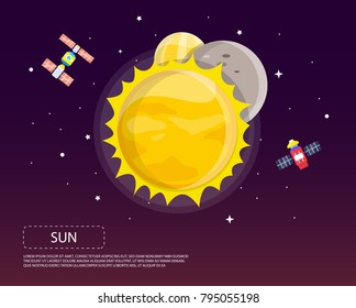 Sun Mercury and Venus of solar system illustration design