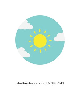 Sun in the middle of blue skies vector design