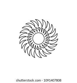 Sun. Minimal abstract design element for tattoo art and logo. Stock vector.