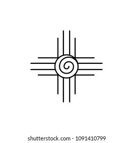 Sun. Minimal abstract design element for tattoo art and logo. Stock vector.