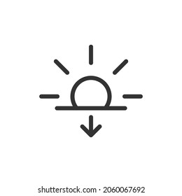Das minimale Symbol der Sonnenlinie. Webhub-Symbol-Design. Sonnenzeichen einzeln auf weißem Hintergrund. Premium-Line-Symbol.