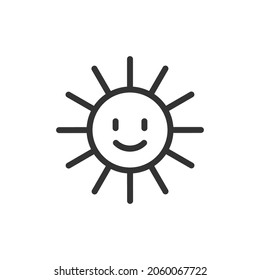 Sun minimal line icon. Web stroke symbol design. Sun sign isolated on a white background. Premium line icon.
