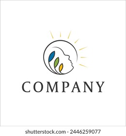 Sun minimal relax mindful mental leaf logo