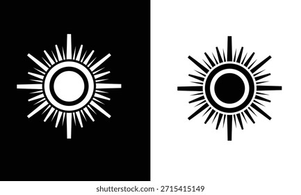 sun minimal vector in black and white 