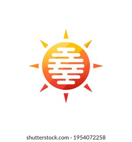 Icono moderno solar. Forma de círculo soleado. Símbolo de verano Concepto del logotipo del vector aislado sobre fondo blanco