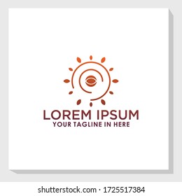 sun mono line abstract logo design template vector