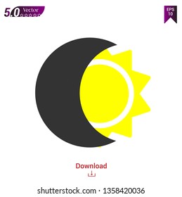sun and month vector in white background