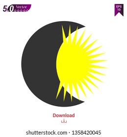 sun and month vector in white background