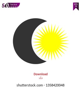 sun and month vector in white background