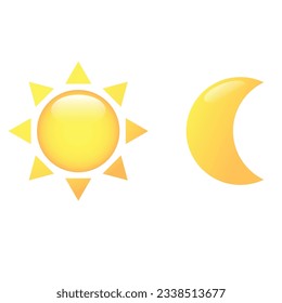 Sun and moon 3d icon set