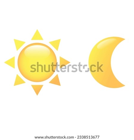 Sun and moon 3d icon set