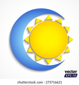 sun and moon 3d symbol / vector illustration