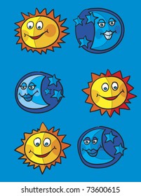 sun and moon, abstract vector art illustration