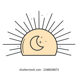 sol con luna y chispas