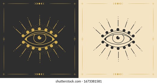 the sun and moon, the beauty of the eastern night. traditional folk spiritual elements. space objects. Vector graphics