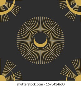 the sun and moon, the beauty of the eastern night. traditional folk spiritual elements. space objects. Vector graphics