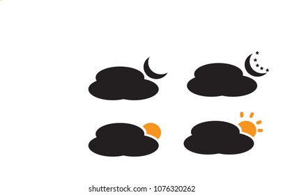 The Sun , Moon  , cloud and stars icons Vector Illustration on the white background.