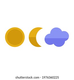 sun, moon and clouds. vector graphics