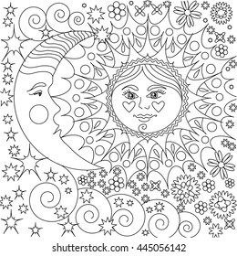 sun and moon coloring