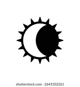 Sun and Moon Combination Icon, Day and Night Concept