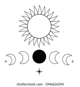 iconos del sol, la luna y la media luna