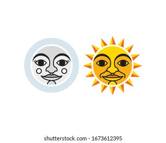 ilustración linda de sol y luna