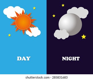 Sun Moon Day Night Stock Vector (Royalty Free) 285831683 | Shutterstock