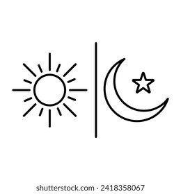 Sun and moon, Day and night  icon isolated on white background. Vector illustration.