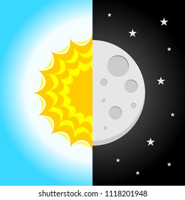 sun and moon. day and night vector illustration