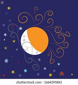 Sun and moon, day and night vector design.