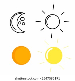 Sol y luna, Vector diurno y nocturno ilustración de icono