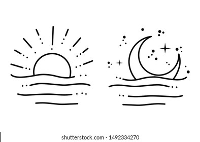 Sun and moon drawing, Design by inkscape.