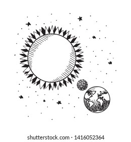 Sun moon and earth of solar system design