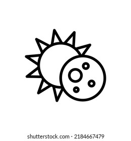 Sun and moon, eclipse simple icon vector. Flat design.ai