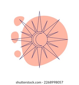 Sun and moon. Esoteric symbol. Hand drawn linear vector illustration