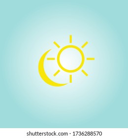 Sun and moon flat icon. Sign sun and moon. Vector logo for web design, mobile and infographics. Vector illustration eps10. Isolated on white background.
