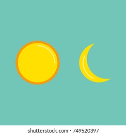 Sun and moon flat icon. Vector illustration.
