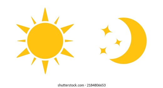 Sun and moon flat icons. Sun and moon sign. Concept for web design, mobile and infographics. Vector illustration EPS10