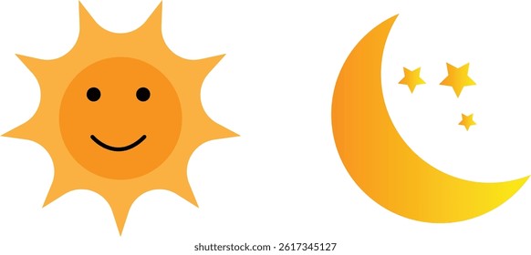 Sun and Moon Flat Vector Set – Celestial Icons for Space and Astrology Designs
