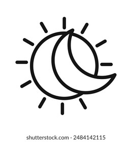 Signo de Vector blanco y negro de la luna y el sol
