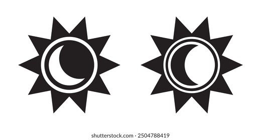 Icono de luna de sol. Icono de modo de luz y oscuridad. día, noche, sol y signos y símbolos de la luna.