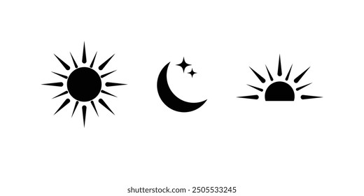 Icono de sol y luna o icono de día y noche eps 10.