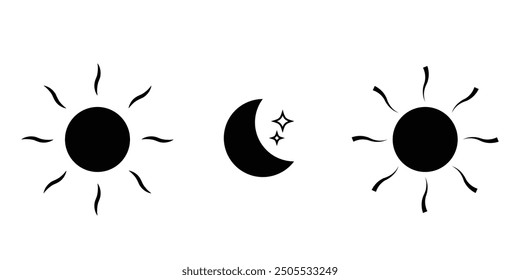 Icono de sol y luna o icono de día y noche eps 10.
