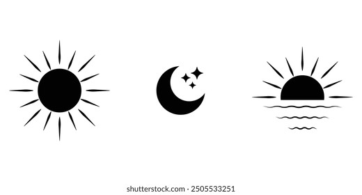 Sun and moon icon or day and night icon eps 10.