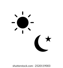 Estilo plano del icono del sol y la luna