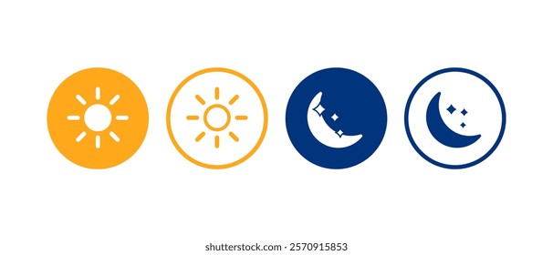 Sun and moon icon illustration. day or night symbol in flat design.