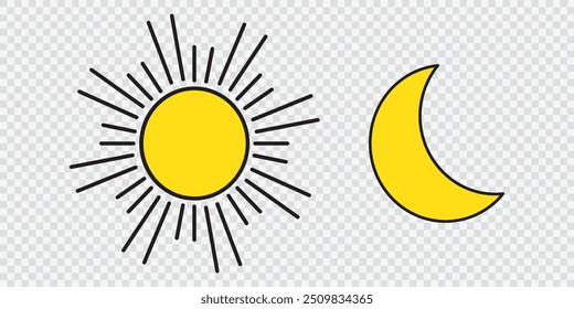 Ilustración de icono de sol y luna. EPS 10.